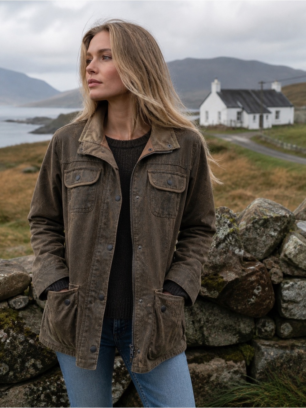 Barbour Waxed Cotton Jacket – Natural Weathered Finish Distressed Heritage Style